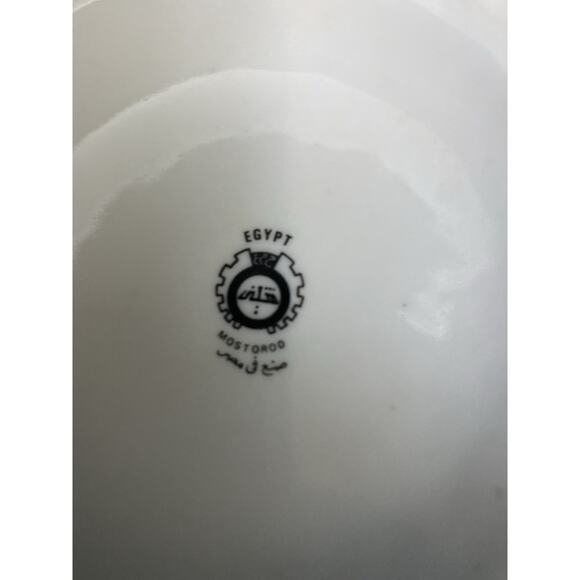 Large MOSTOROD Egyptian Porcelain Flared Vase with Gold Trim Hieroglyphic Motif - Picture 5 of 7